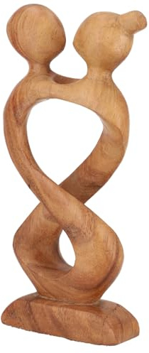 GURU SHOP Holzfigur, Statue, Deko Objekt Feng Shui 20 cm, Tänzer/Hellbraun | Handgeschnitzt aus Suar-Wood, künstlerische Darstellung, einzigartiges Kunstwerk für dein Zuhause