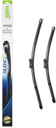 VALEO Silencio Wischer - VF326 - Leistungsstarke, hervorragende Sicht auf der Straße, einfache Montage - originale Flachblätter 530mm/475mm - Vorne - Set mit 2 Wischerblättern - 574382