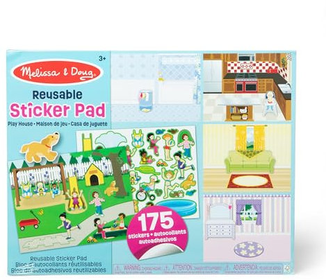 Melissa & Doug Libro Adesivi Attacca e stacca Bambini, Album Sticker la mia casa e Il Mio Giardino, Giochi da Viaggio creativi per Bambini e Bambine dai 3 Anni in sù
