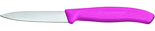 Victorinox Swiss Classic Lot de 2 Couteaux D’Office, Lame de 8 Cm, Pointe Moyenne, Acier Inoxydable, Rose Vif
