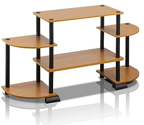 Furinno TV-Unterhaltungszentrum Turn-N-Tube Roundedecorner, Helle Kirsche / Schwarz, 105.4 (B) x 58 (H) x 29.5 (T) cm