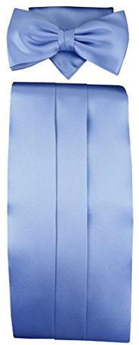 TigerTie Kummerbund Einstecktuch Fliege 100% Seide in blau hellblau brillantblau - Schärpe Leibbinde
