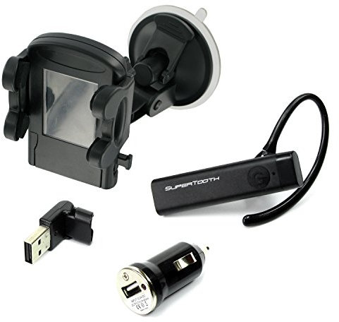 Supertooth Mono Auricular inalámbrico Bluetooth y Ajustable Soporte Universal/Cargador, Color Negro