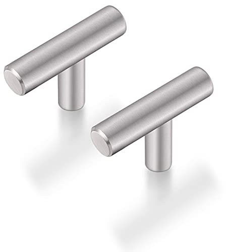 Probrico 10 X Brushed Nickel Stainless Steel Kitchen Cabinet T Bar Handle Furniture Drawer Pulls Cuoboard Knobs PS201HSS(32mm Projection/50mm Long)