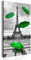 B&D XXL - Wandbilder Paris Eiffelturm 60x120 cm 1 tlg - Wand Deko Vlies Leinwand Bilder Groß Wanddeko Wohnzimmer Schlafzimmer Kunstdrucke - Frankreich Regenschirm schwarz weiß grün