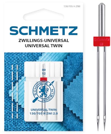 SCHMETZ | Universal Twin | 2.0/80 | 1 Sewing Machine Needle | 130/705 H ZWI 2.0 | for all conventional household sewing machines with zigzag function