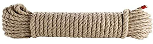 CORDERIES TOURNONAISES 07198 - Corde de Chanvre Naturel - Sans Élasticité - 12 mm x 20 m - Résistance 1,9 T