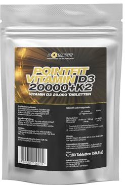 Vitamin D3 20.000 I.E + Vitamin K2 MK7 200 mcg Depot (180 Tabletten Hochdosiert) Vitamin D3 K2 Tablette hochdosiert I Eine Tab alle 20 Tage