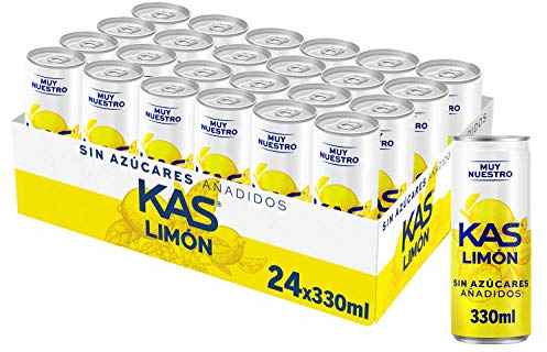 Kas Bebida Refrescante de Zumo de Limón con Edulcorantes, sin Azúcares Añadidos - 330 ml - [Pack de 24]