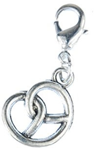 Miniblings Brezel Wiesn Oktoberfest Charm Dirndl Trachtenschmuck Silber - Handmade Modeschmuck I Kettenanhänger versilbert - Bettelanhänger Bettelarmband - Anhänger für Armband