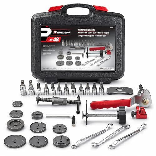 Powerbuilt Master Disc Brake Service Set, Vehicle Brake Caliper Wind Back Tool for Cars, Trucks, Piston Compression 30 Piece -648622