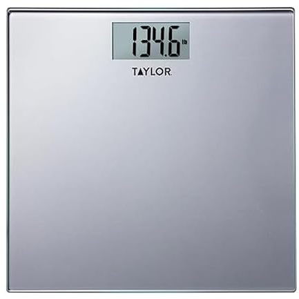 Taylor Digital Scales for Body Weight, Highly Accurate 400 LB Capacity, Auto on and Off Scale, 11.8 x 11.8 Inches, Black and White Lattice
