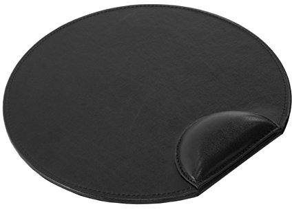 OSCO Faux Leather Mouse Pad with Wrist Support, Non-Slip Base & Smooth Tracking Surface, Durable Stain-Resistant Desk Mat, H2 × W25 × D24 cm, Black