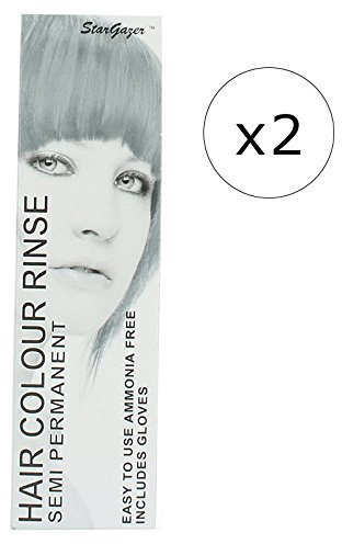 Stargazer Silber Haarfarbe Semipermanent 70ml x2 Pack - Silberlook, Ammoniakfrei, Langanhaltend, Grauabdeckung, Für Graue Haare, Alle Haartypen, Flüssigkeit