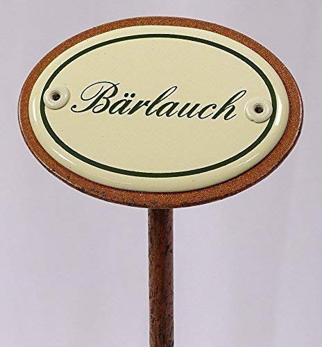 Kräuterschild Kräuterstecker Emaille, Bärlauch, Erdspieß 25 cm