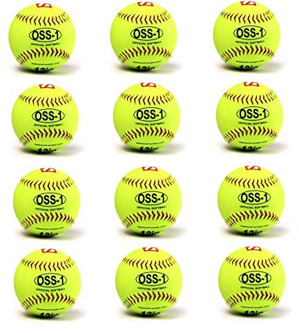 BARNETT OSS-1 Softball Ball Training, Größe 12, Farbe Fluo gelb, 12 Stück (1 Dutzend)