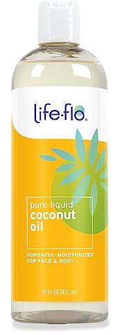 LIFE-FLO Pure Coconut Oil, Fractionated, Refined Liquid Coconut Oil, Skin Care, Hair Care, Massage, Aromatherapy, All Skin Types, Hypoallergenic, 60-Day Guarantee, Not Tested on Animals, 16oz