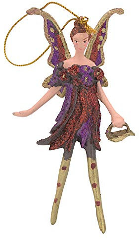 crafts & design Elfe, Fee, Schmetterling Deko Hänger, rot, violett, Gold 12,5 cm