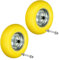 ECD Germany 2 x Ruota Carriola in Gomma Piena PU Antiforatura con Asse Pneumatici Cerchione in Acciaio 4.80/4.00-8 Diametro 390 mm Giallo Ruota Ricambio Ruota in Gomma Ruota per Carriola Carico 200 Kg