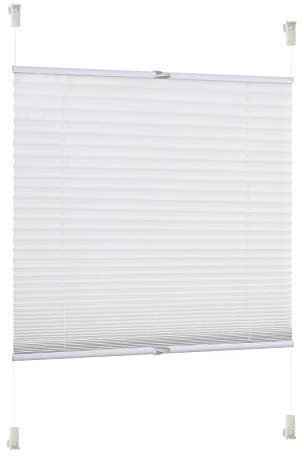 Rapid Teck® Klemm Thermo Plissee 55cm x 130cm Weiß Blickdicht Faltrollo Jalousie Rollo ohne Bohren Klemmrollo Fertigplissee