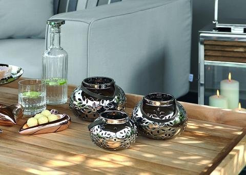 Fink Lilly Laterne,Silber,Porzellan Ø 14cm,Höhe 10cm Lilly 128015