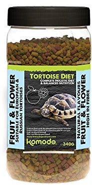 Komodo Complete Holistic Tortoise Diet Fruit and Flower 340g, Balanced food for Tortoises, Natural Flavoured Tortoise Food