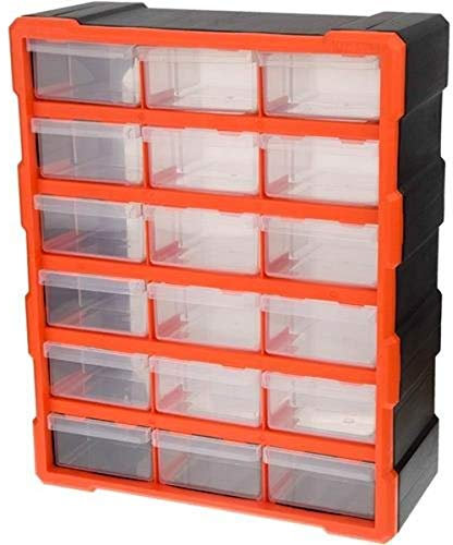 Tactix 320634 Schrank mit 18 Schubladen, Schwarz/Orange