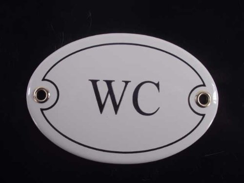 WC Türschild oval w/schw. Emaille Email Blech Schild