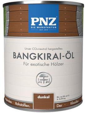 PNZ Bangkirai Öl - für Außen | Nachhaltig hergestellt mit regionalen Rohstoffen | Made in Germany | passend für Holzdeck, Holz-Terrasse, GartenMöbel, Gartenhaus, Zaun, Gebinde:0.75L, Farbe:bangkirai dunkel