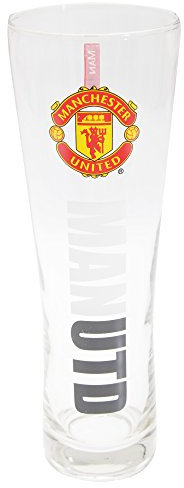 Manchester United FC Official Wordmark Football Crest Peroni Pint Glass (One Size) (Clear)