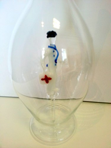 Carafe du verre clair, avec un médecin de verre coloré à l'intérieur, bouteille en verre soufflé bouche magnifique cristal en forme de bouteille, remplir capacité de 0,5 litre, Hauteur: 30 cm, Oberstdorfer Glashutte