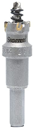 Starrett Tungsten Carbide Tipped Hole Saw - SM17 Sheet Metal Cutter With Arbor & Pilot Drill Bit - For Drilling Stainless Steel Aluminum Alloy - 17MM