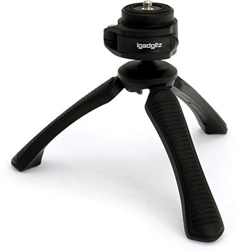 iGadgitz U4857 (PT310) Mini Lightweight Table Top Stand Tripod and Grip Stabilizer Compatible with Canon EOS D Series SLR DSLR Series Cameras - Black