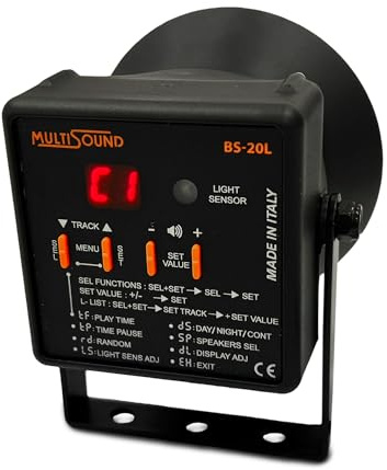 Multisound BS-20L Akustisches Vogelabwehrgerät für Stare, Elster, Eichelhäher, Krähe, Taube | Sonic Taubenschreck und Vogelabschreckung Schall Abschreckung (BS-20L - STÄDTISCH 1)