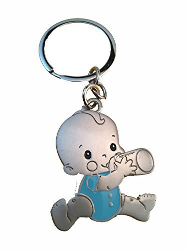 Curia Grabador - Llavero para Bautizo Bebé Niño | Personalizado con Nombre y Fecha | Pack de 10 | Recuerdos para Baby Shower y Bautizo | Detalles Originales, Color Celeste