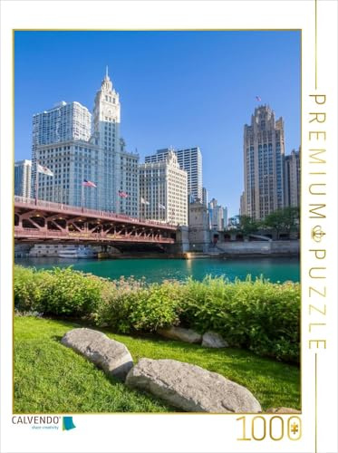 CALVENDO Puzzle Chicago River und DuSable Bridge | 1000 Teile Lege-Größe 48 x 64 cm Foto-Puzzle für glückliche Stunden