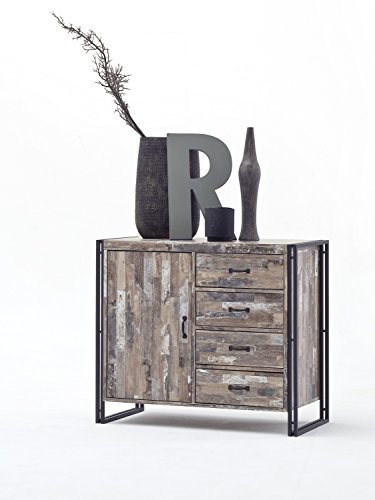 Möbel Akut Kommode Schrank Flurkommode Dielenschrank Flurschrank Java Maracaibo Metall schwarz Industrial Shabby Chic