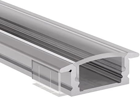 Alumino | LED Aluminiumprofil Eloxiert | 200 cm | Einbauprofil | Klare Abdeckung | für 12 mm LED-Streifen | Rhein
