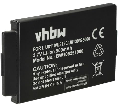 vhbw Akku kompatibel mit LG G8000, U8100, U8110, U8120, U8130, U8150, U8180, U8290, U8330 Handy Smartphone Telefon (900mAh, 3,7V, Li-Ion)