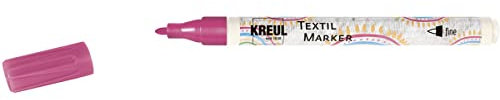 KREUL 90663 - Textil Marker fine, rose, épaisseur de trait env. 1 à 2 mm, crayon de couleur pour tissus et textiles clairs, résistant au lavage après fixation