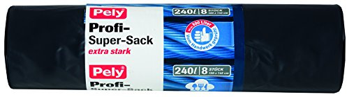 pely 8560 clean Profi-Super-Müllsäcke, 240 Liter, 8 Stück, anthrazit