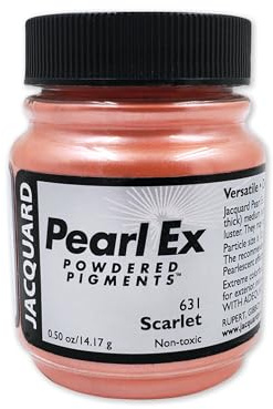 Jacquard Pearl Ex Pigment Powder 0.5 oz Scarlet - Loose Mica Powder for Epoxy Resin, Watercolors, Calligraphy Ink & Clay - Epoxy Pigment Powder - Epoxy Resin Color