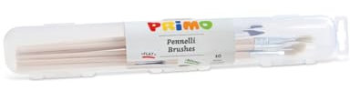 PRIMO - Pinselset Acrylfarben mit Pinselkoffer, 5 Rundpinsel + 5 Flachpinsel in Verschiedenen Größen für Malset Maltechniken, Malsets Aquarellpinsel und Temperfarben