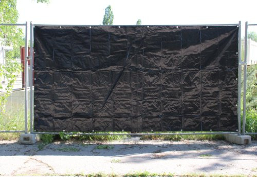 (0,86EUR/m²) 10 x Bauzaunplane Zaunblende 150g/m² 1,76x3,41m schwarz