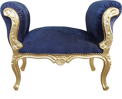 Casa Padrino Barock Schemel Hocker Royalblau/Gold - Sitzbank