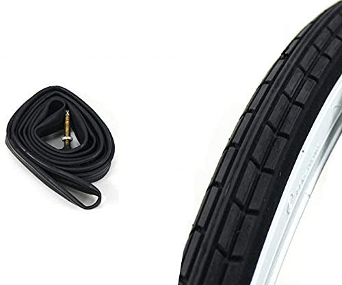 1 x Reifen + 1 x Schlauch Fahrrad Fahrrad 26 x 1 3/8 ideal Holland Fahrrad Klassische Damen – Herren/Weiß – Schwarz