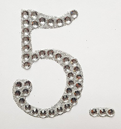 5cm Diamante Self Adhesive Glitter Number Sticker 5