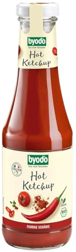 Bio Hot Ketchup Extra Scharf Byodo - Veganer Tomatenketchup mit Feurigen Chilis, 100% Bio-Zutaten, Ideal für Grill & Pommes, Ohne Bindemittel, Halal & Koscher, 500 ml