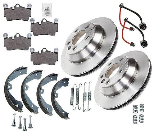 BESTPRICE Bremsenset inkl. Bremsscheiben vorne Ø 210 mm Belüftet + Bremsbeläge vorne und Bremsbacken hinten Kompatibel mit AUDI Q7 (4LB), PORSCHE CAYENNE (9PA), VW TOUAREG (7LA, 7L6, 7L7)