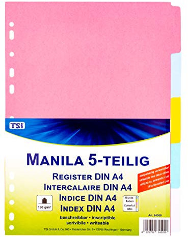 TSI 64505 Register aus stabilem Manila-Karton, Taben, 5-teilig